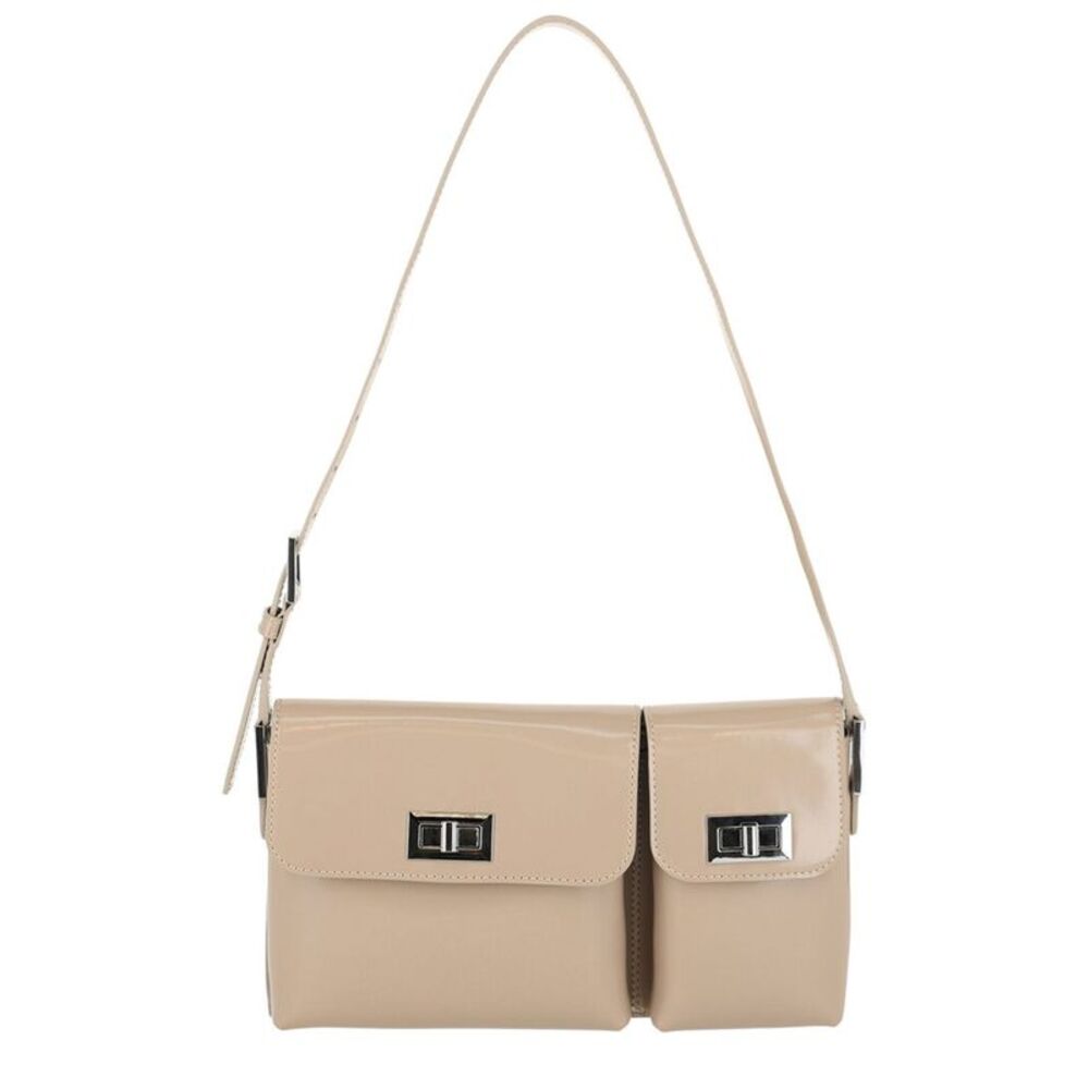 By Far Billy Patent Leather Shoulder Bag, Taupe